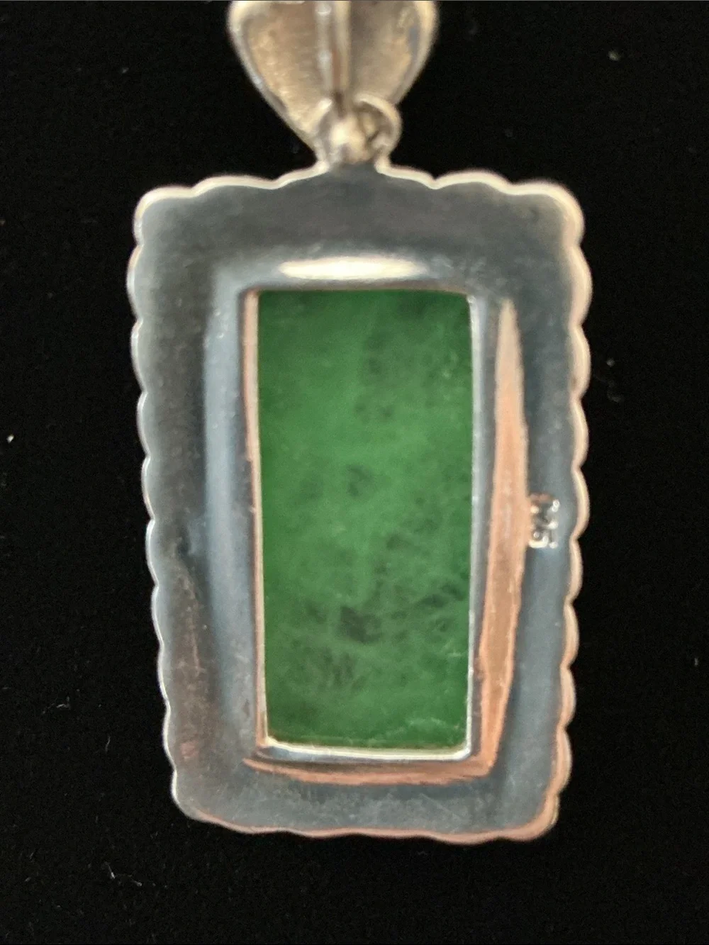 Genuine Green Jade Stone Pendant and Chain in Sterling Silver 925
